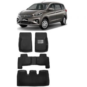 4.5D Car Floor Foot Tray Mats for Ertiga New  - Black